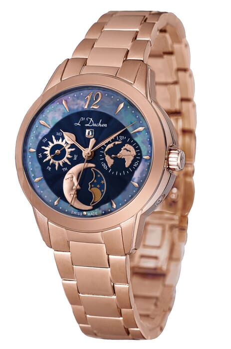 Женские часы L`Duchen Petit Celeste D 857.40.37, механизм кварцевый, циферблат синий, браслет нержавеющая сталь — Изображение 2